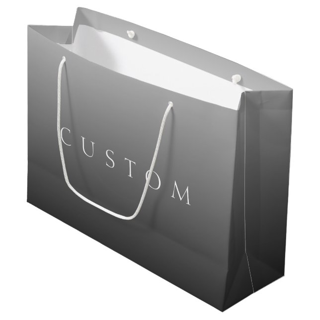 Classic Name or Word | Gradient Grey Large Gift Bag (Front Angled)