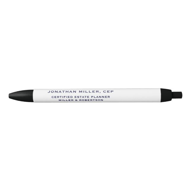 Classic Name Title Company Typographic Black Ink Pen (Front)