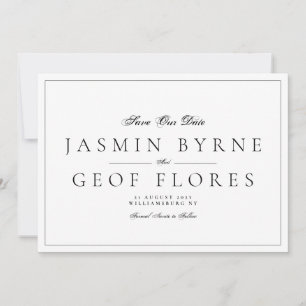 Classic NAMES Black & White Traditional Wedding Save The Date