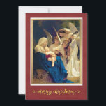 Classic Nativity Angels Music "Merry Christmas" Holiday Card<br><div class="desc">Classic Nativity Angels Music "Merry Christmas" Holiday Card. The Song of the Angels (also known as The Virgin, the Child, and the Angels). The painting depicts the Virgin Mary cradling the infant Jesus while being serenaded by three winged angels playing musical instruments (a violin and a lute). The scene is...</div>