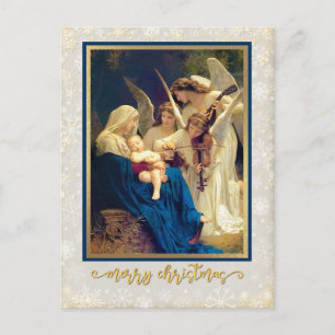 Classic Nativity Angels Music "Merry Christmas" Holiday Postcard
