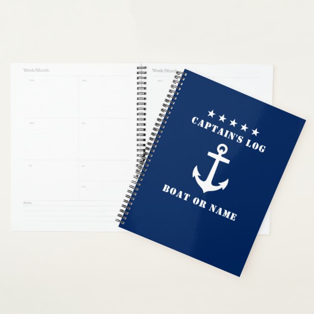 Classic Nautical Anchor 5 Stars Captain's Log Navy Planner (Display)