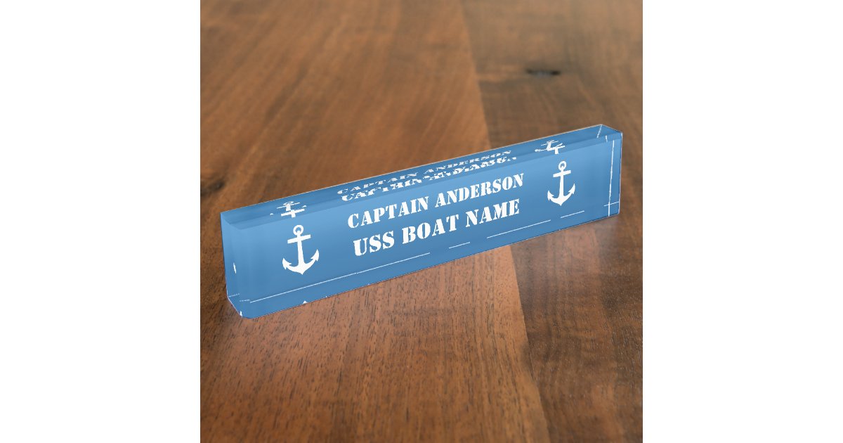 Classic Nautical Anchor Captain and Boat Nameplate Zazzle