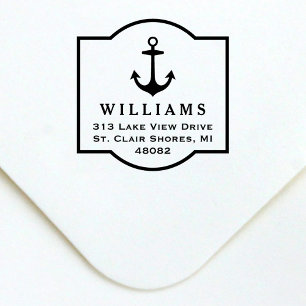 Classic Nautical Anchor Frame Return Address Self-inking Stamp