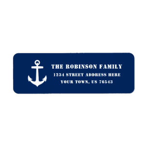 Classic Nautical Boat Anchor Navy Blue Address