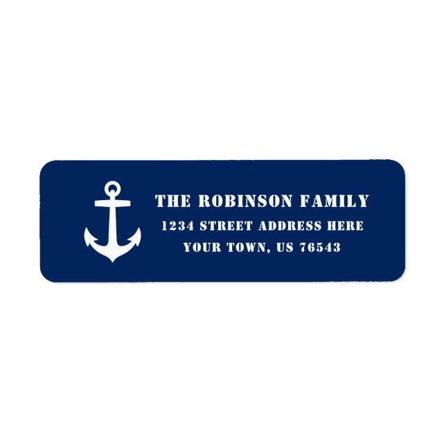Classic Nautical Boat Anchor Navy Blue Address (Front)