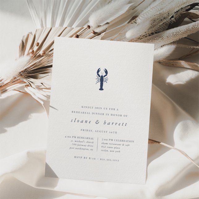 Classic Nautical Lobster Rehearsal Dinner Invitation (Coastal lobster rehearsal dinner invitations)