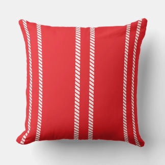 Classic Nautical Red with Stripes Throw Pillow