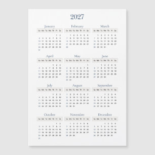 Classic Navy 2027 Calendar Any background colour