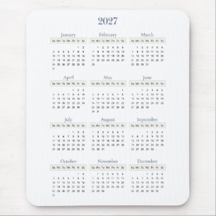 Classic Navy 2027 Calendar Any background colour Mouse Mat