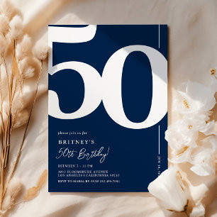 Classic Navy 50th Birthday Invitation
