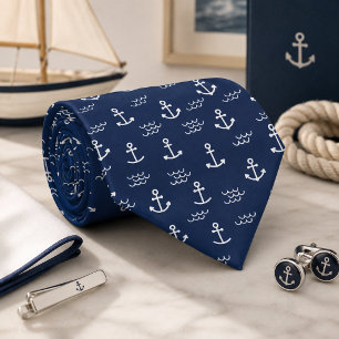 Classic Navy Anchor Tie