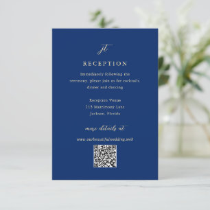 Classic Navy and Cream Elegant QR Code Wedding Enclosure Card