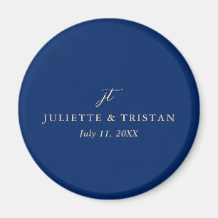 Classic Navy and Cream Elegant Wedding Magnet