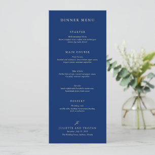 Classic Navy and Cream Elegant Wedding Menu