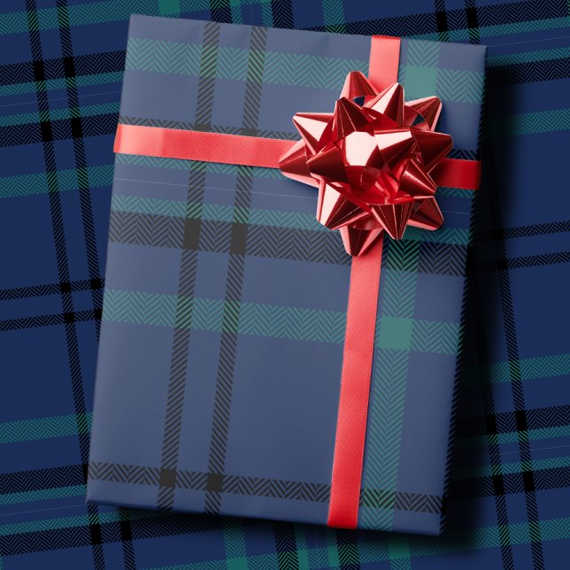 Classic Navy and Green Tartan Christmas Wrapping Paper (Creator Uploaded)