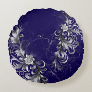 Classic Navy and Silver Luxe Round Cushion