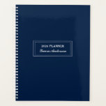 Classic Navy and white 2024 Planner<br><div class="desc">Classic,  elegant Personalised planner with Navy background and white letters.</div>