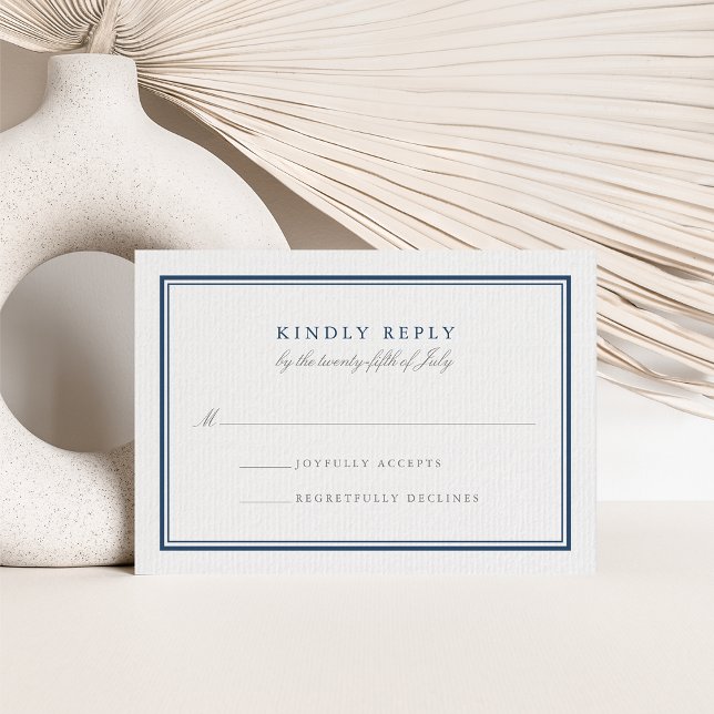 Classic Navy and White Wedding RSVP Card (Creator Uploaded)