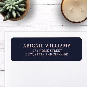 Classic Navy Blue and Blush Pink Return Address