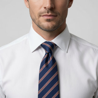 Classic Navy Blue and Red Striped Prep Tie