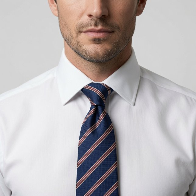 Classic Navy Blue and Red Striped Prep Tie (Creator Uploaded)
