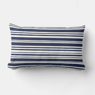 Classic Navy Blue and White Stripe Lumbar Cushion