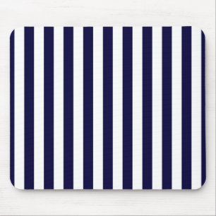 Classic Navy Blue and White Stripe Pattern Mouse Mat