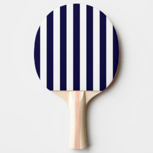 Classic Navy Blue and White Stripe Pattern Ping Pong Paddle