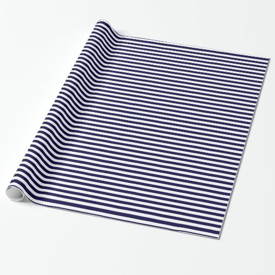 Classic Navy Blue and White Stripe Pattern Wrapping Paper Zazzle.co.uk