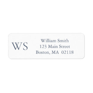 Classic Navy Blue Bar Monogram Return Address