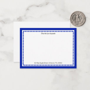 Classic Navy Blue Border & Dots Monogrammed Card