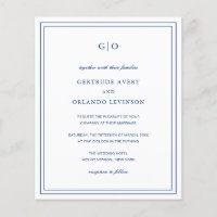 Classic Navy Blue Budget Wedding Invitation