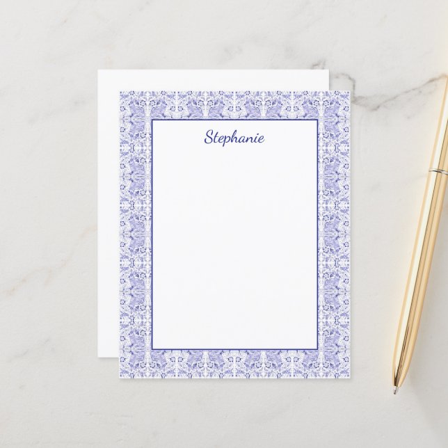 Classic Navy Blue Bunny Rabbit Birds Personalised (Front/Back In Situ)