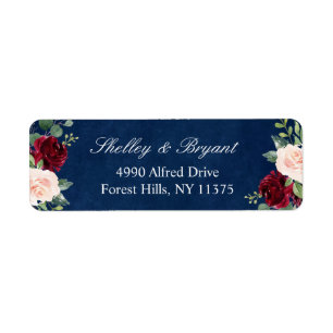 Classic Navy Blue Burgundy Red Blush Floral