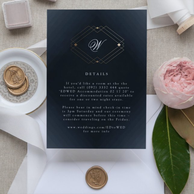 Classic Navy Blue Calligraphy Monogram Wedding RSVP Card (Creator Uploaded)