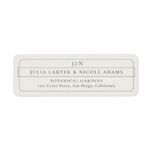 Classic Navy Blue Calligraphy Return Address Label