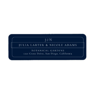 Classic Navy Blue Calligraphy Return Address Label