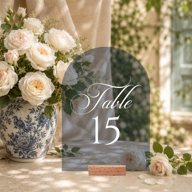 Classic Navy Blue Calligraphy Table Number Sign (Creator Uploaded)