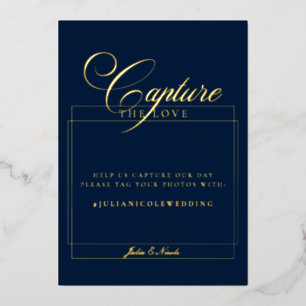 Classic Navy Blue Capture The Love Wedding Sign