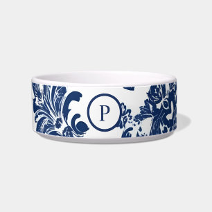 Classic Navy Blue Damask Pattern Bowl