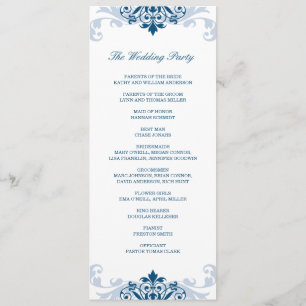 Classic Navy Blue Elegant Ironwork Details Wedding Programme
