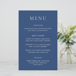 Classic Navy Blue Elegant Wedding Menu