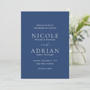 Classic Navy Blue Elegant Wedding Save The Date