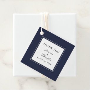 Classic Navy Blue Elegant Wedding Thank You Favour Tags
