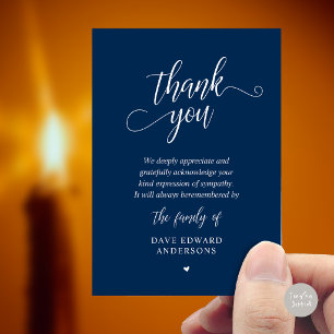 Classic Navy Blue Funeral Memorial Sympathy Card