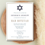 Classic Navy Blue Gold Star Bar Bat Mitzvah  Invitation<br><div class="desc">A classic navy blue and gold with Star of  David symbol Bar or Bat Mitzvah invitation for your son or daughter.  All fields are editable.</div>