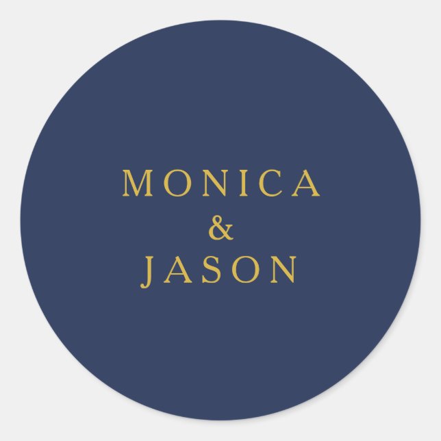 Classic Navy Blue | Gold Wedding Envelope Seals (Front)