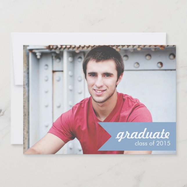 Classic Navy Blue Graduation Announcement - Invite (Front)