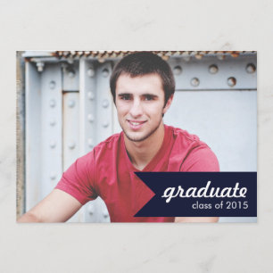 Classic Navy Blue Graduation Announcement - Invite